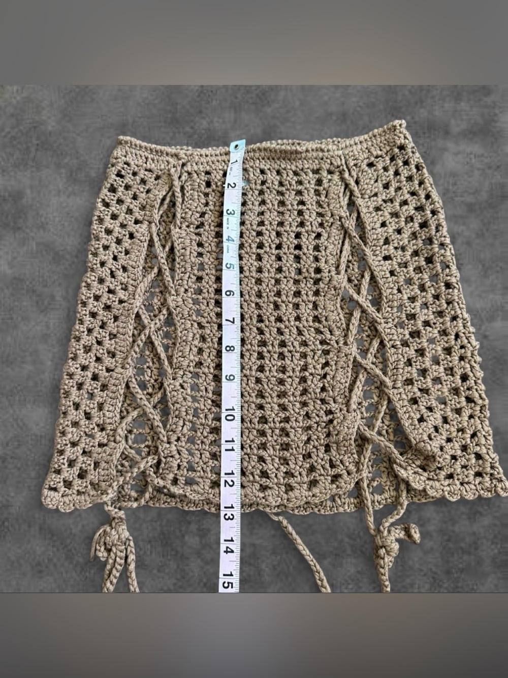 Tan Crochet Mini Skirt - Picture 4 of 5
